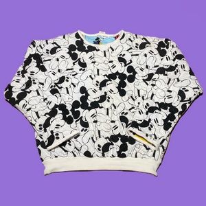 Vintage 90s Mickey & Co. Comic All Over Print Reversible Puffy Sweatshirt size M